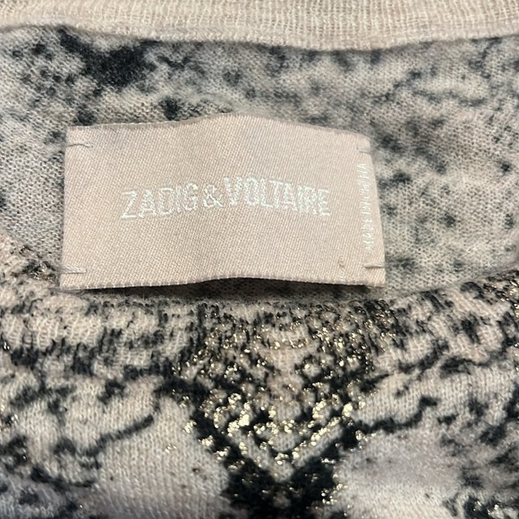 Zadig & Voltaire Cashmere Reglis Python Print Crew Neck Sweater - Picture 8 of 9